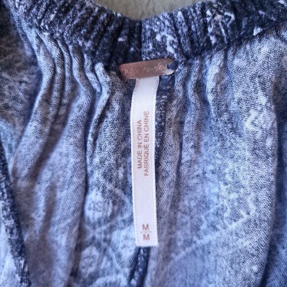 Free People Romper Wide Leg Sleeveless Spaghetti Strap Geometric Pattern Black M - Picture 6 of 6